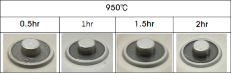 950℃에서 접합 시간에 따른 형태