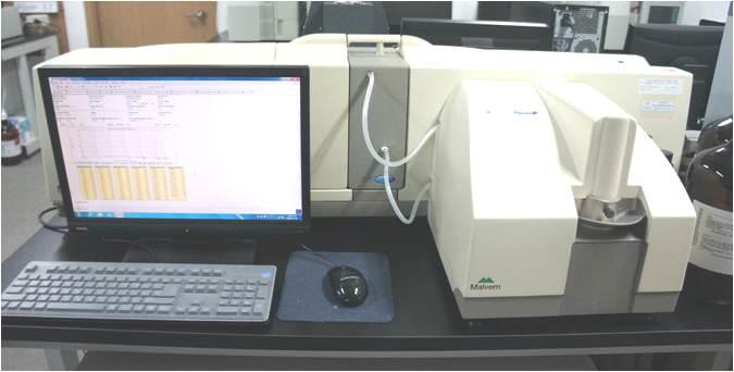 PQ-61의 입도측정실험장치. Particle Analyser (Mastersizer 2000)