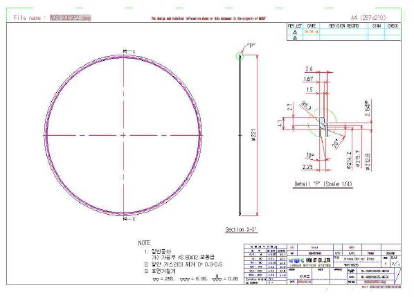 회전 크로스롤러 가이드 2차 씰 도면
