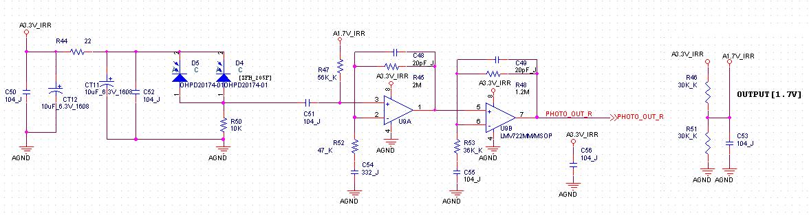 IR RX Analog Amp Circuit