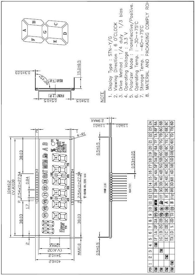 3P4W LCD Datasheet