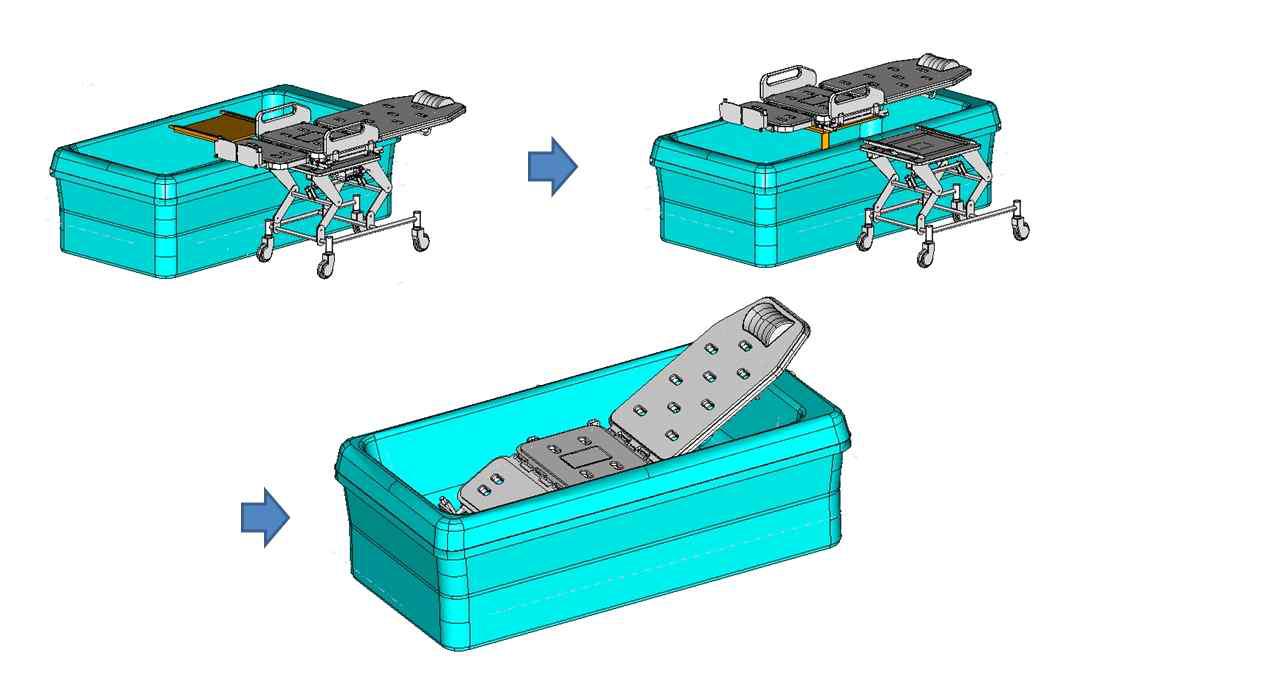 캐리어 베드를 욕조에 체결하는 개념도