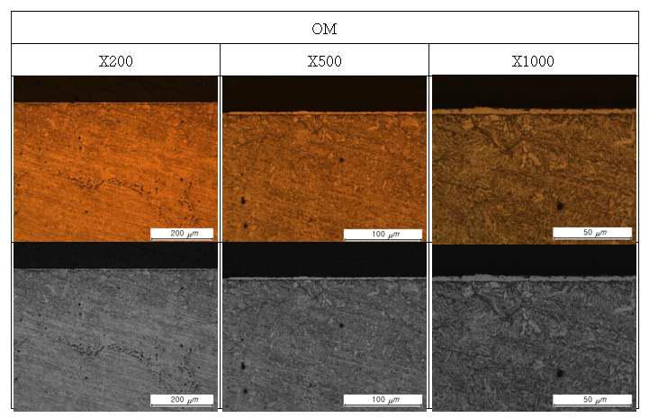 SCM440 소재의 플라즈마 산질화후, 단면 분석 사진