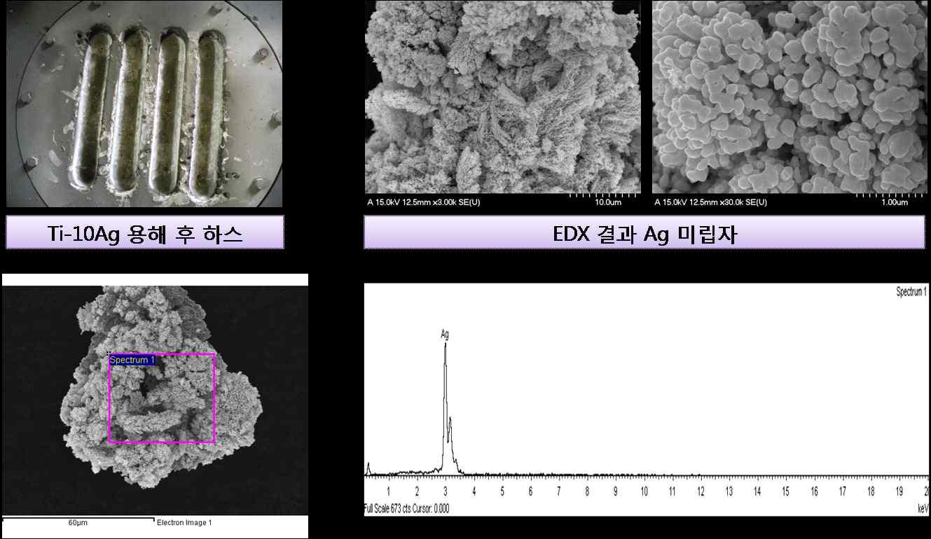 제작된 Ti-Ag 합금 중 AG 미분 분석.