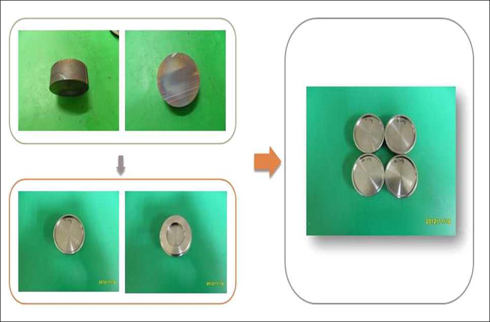 제작완료된 합금 타겟.