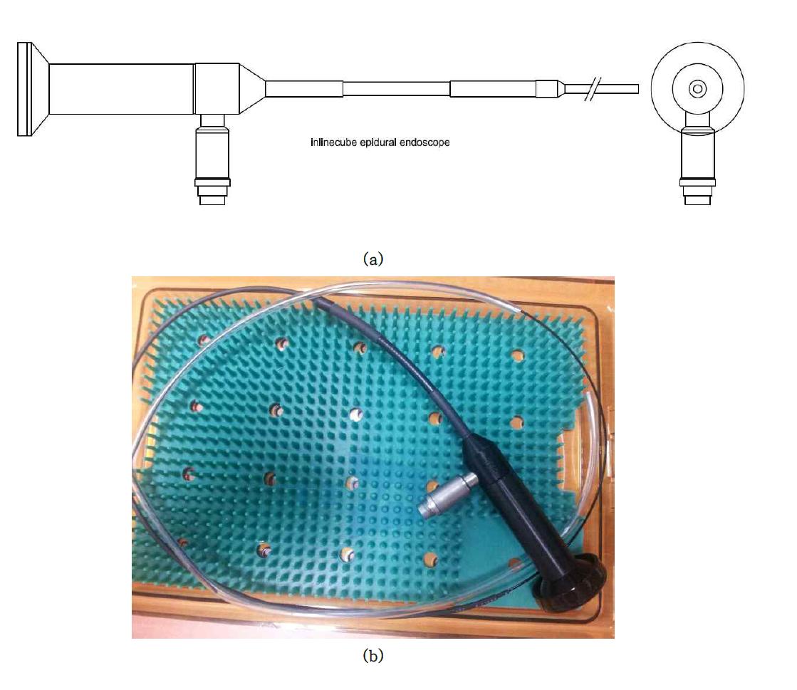 Myelotec Epidural scope REF3010 (a) 도면, (b) 사진