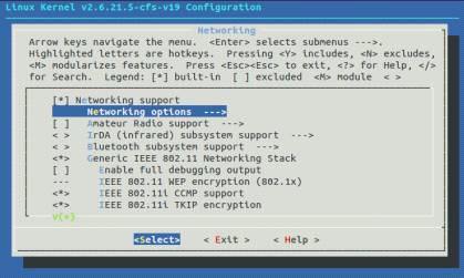 Linux Kernel Network 설정화면(TCP/IP)