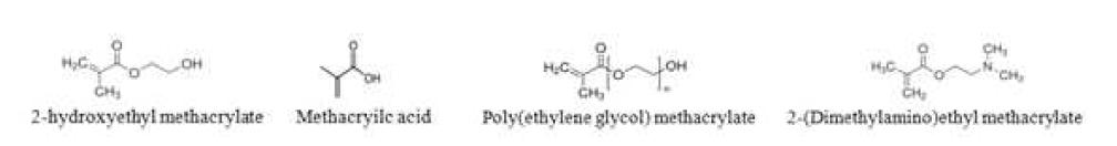 실험에 사용한 단량체의 구조도.
