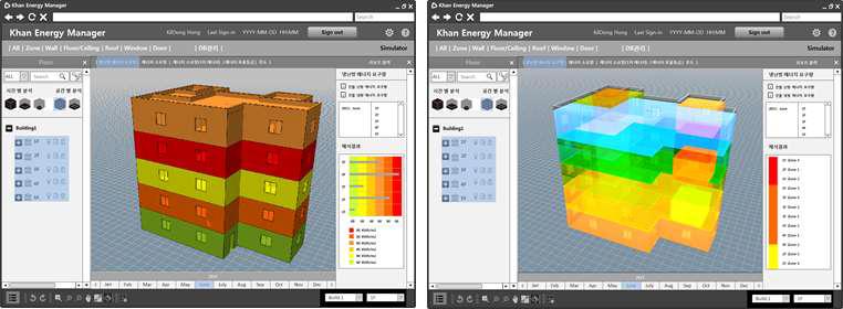 층 비교를 통한 냉난방 에너지 요구량 가시화