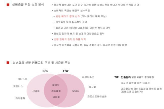 고령화 슈즈 분석 및 제품 특성