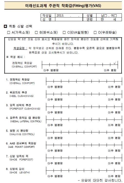 주관적 착화감 설문지