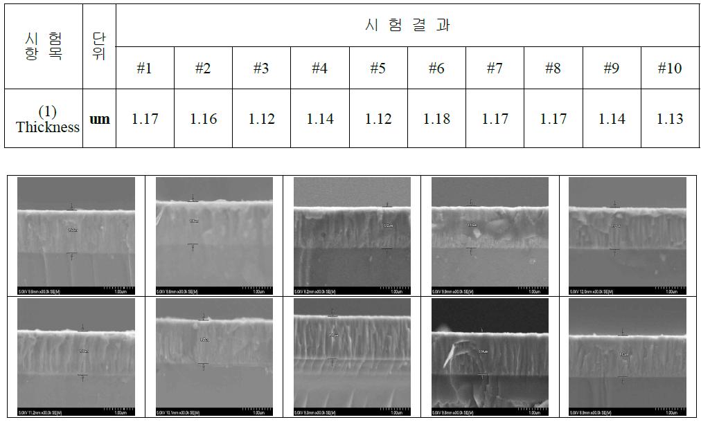 5세대 Sputter 장비 원통형 대향 타겟 두께 평가(SEM)