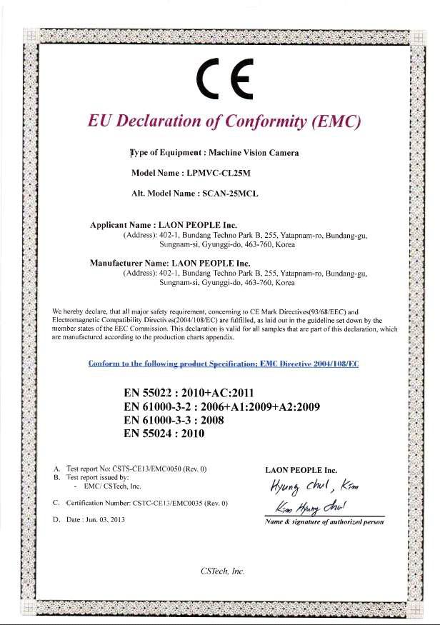LPMVC-CL25M CE Certification
