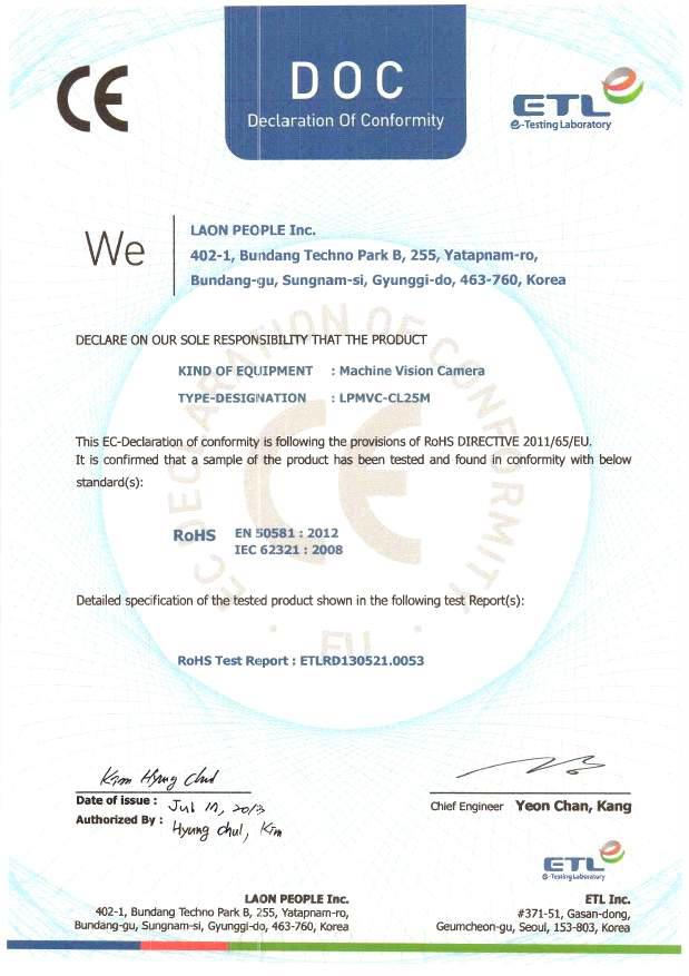 LPMVC-CL25M RoHS Certification
