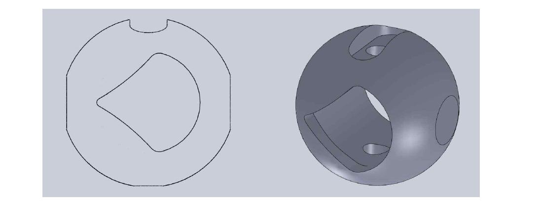 엑츄에이터 볼밸브의 토출구 단면적형상