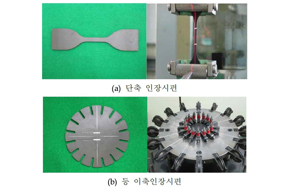 단축인장 및 등 이축인장 시편