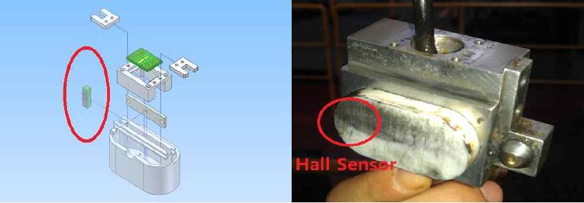 EDDYCHEK사 호환용 Hall Sensor 위치