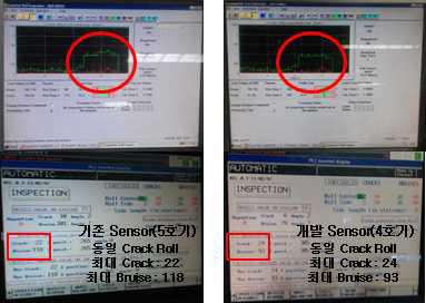 자연 Crack Roll을 이용한 외산센서와 자사 개발센서 간 성능비교