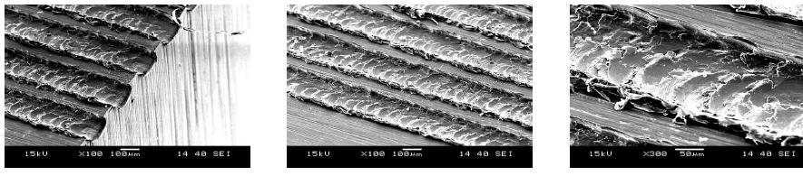SEM images of micro feature (low temperature dry cut)with SM20C