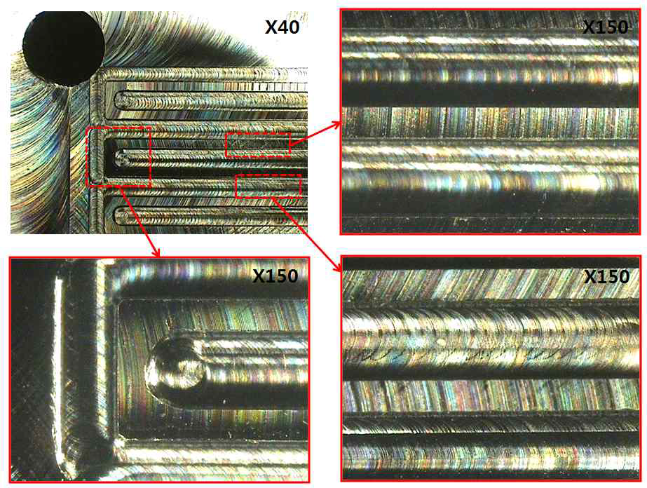 Microscope images of the 200㎛×200㎛ channel core