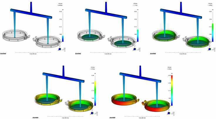 1차 사출성형 충전 해석 결과(injection time 4sec)