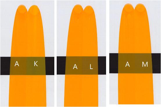 Color test of sample; (A) standard sample, (K) post-treatment with Acetonitrile, (L) THF, and (M) DMAC