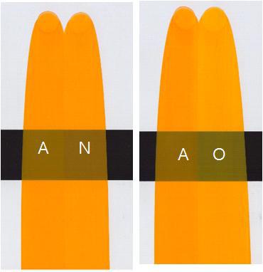 Color test of sample; (A) standard sample, (N) post-treatment with NMP, and (O) DMSO