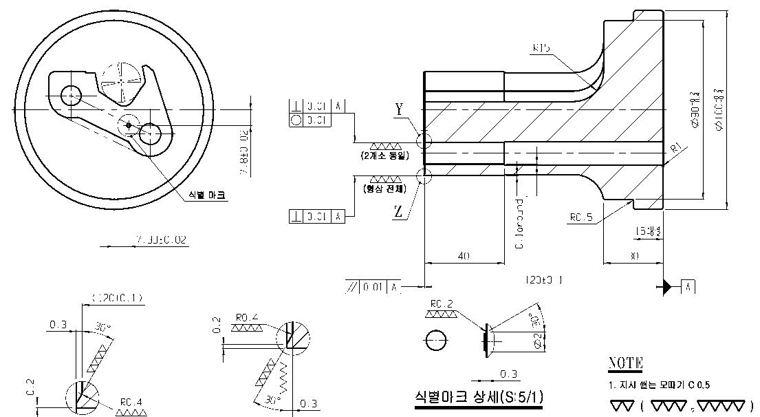 중/대형 Parking Support Actuator 금형 도면 예시