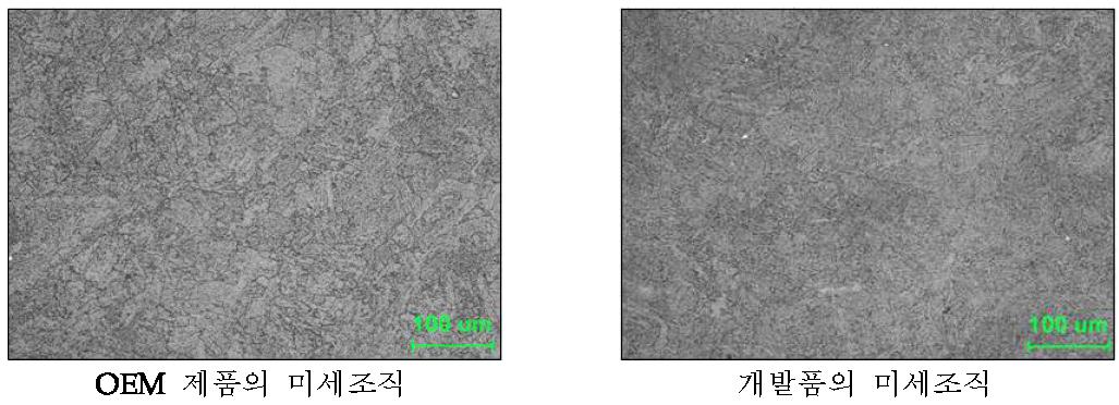 OEM과 개발품의 미세조직 비교