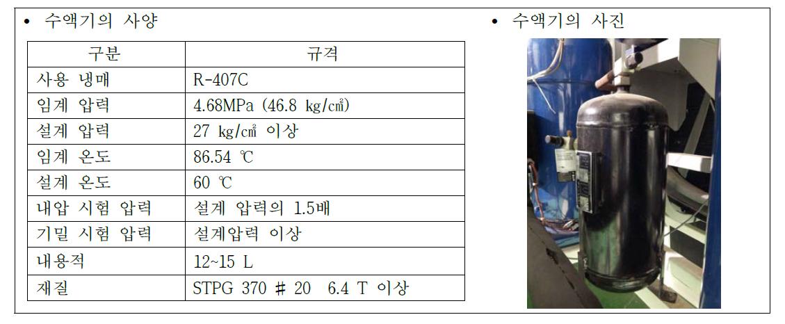 수액기 설계사양 및 도면