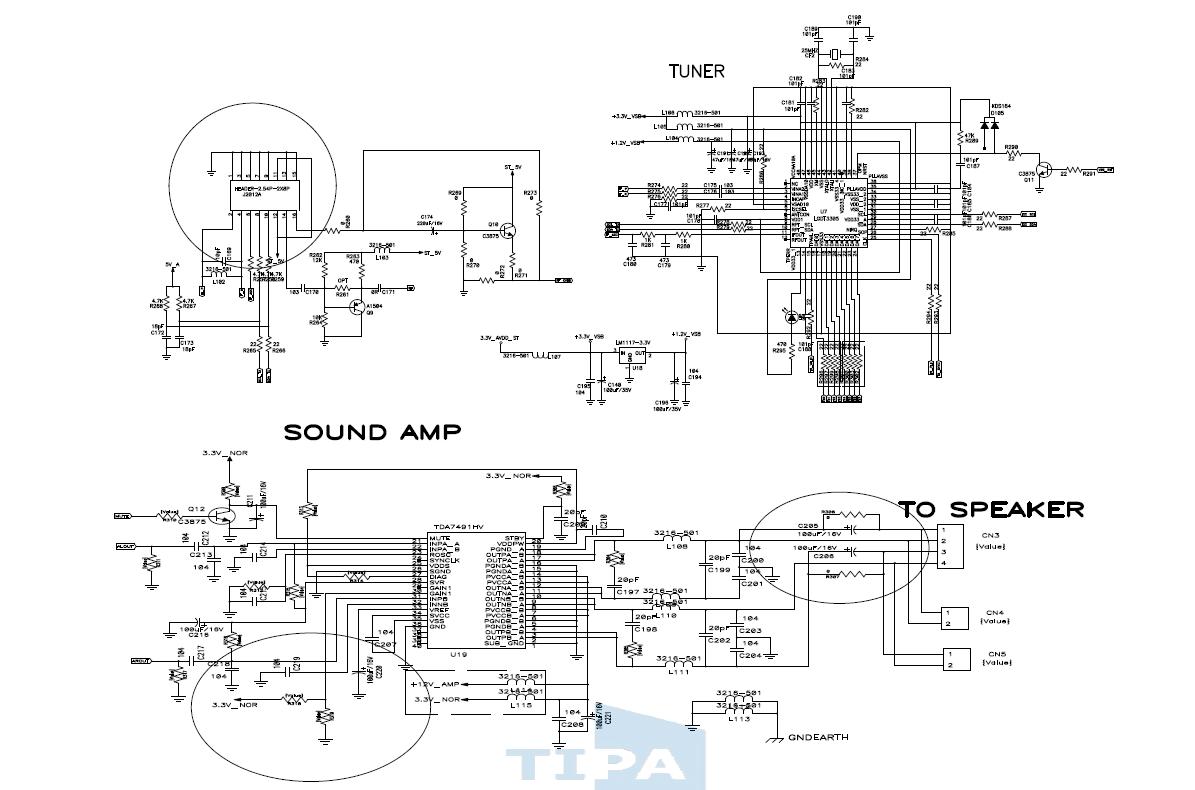 TUNER, SOUND AMP 회로도