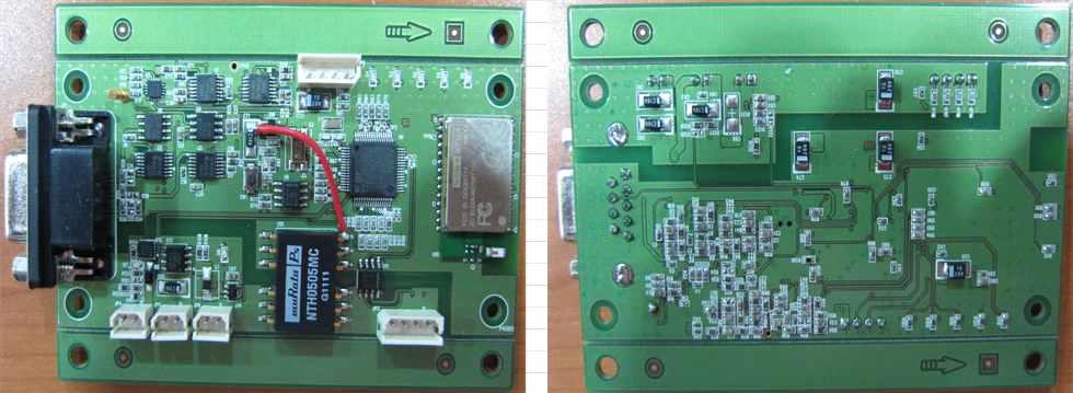 high-impedance matching 보드의 SMT 자삽(좌 : Top, 우 : Bottom)