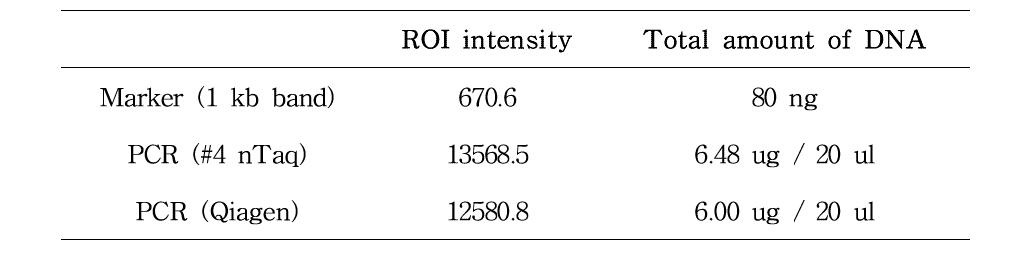 Total amount of DNA by Taq polymerase produced in Figure 7-3.