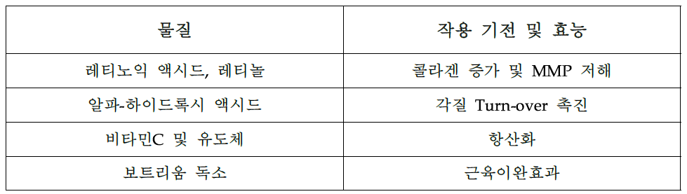 현재 사용되고 있는 대표적인 주름 개선제