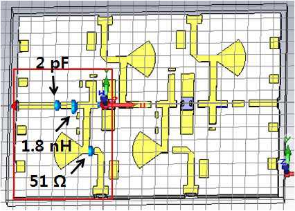 1-stage의 입력 임피던스 정합 회로 구조 simulation