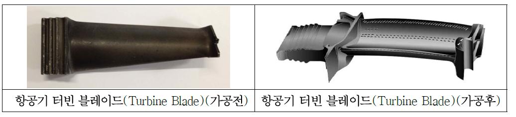 항공기 터빈 블레이드(Turbine Blade)의 가공 전･후 사진