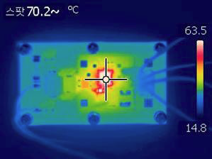 RS2102의 방열판 적용시의 IC 온도 측정