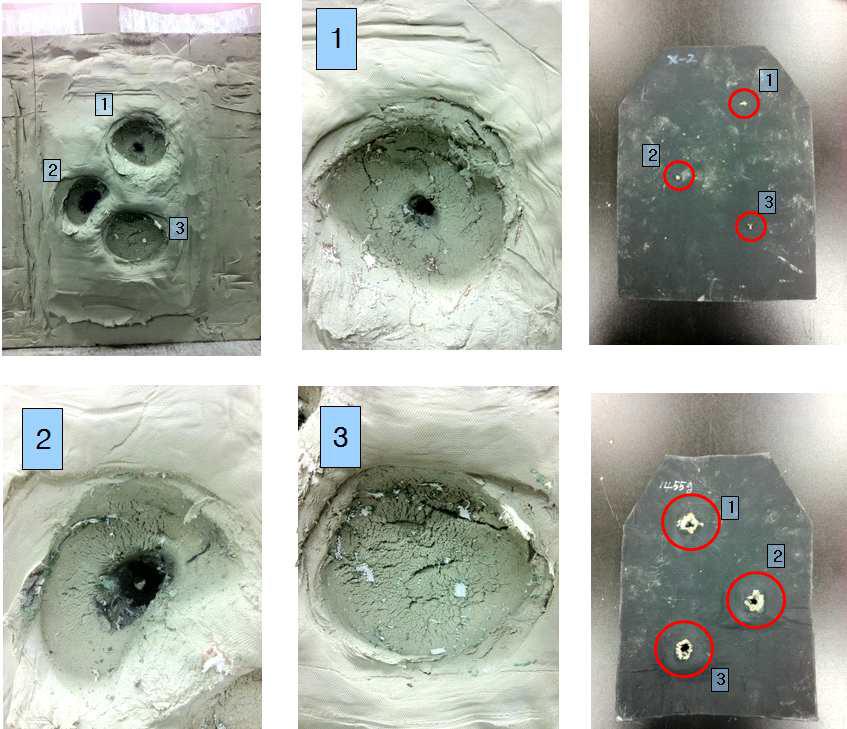 UHMWPE 기반 1,455g중량의 방탄플레이트 시험결과(No.5 UD)
