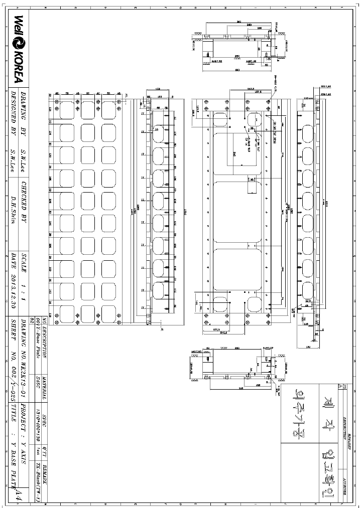 Y-AXIS의 BASE PLATE PART 부품도 – 2