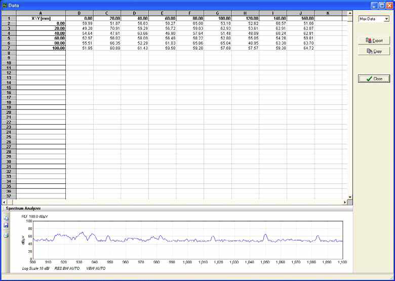 View Data Chart Excel 형식 화면