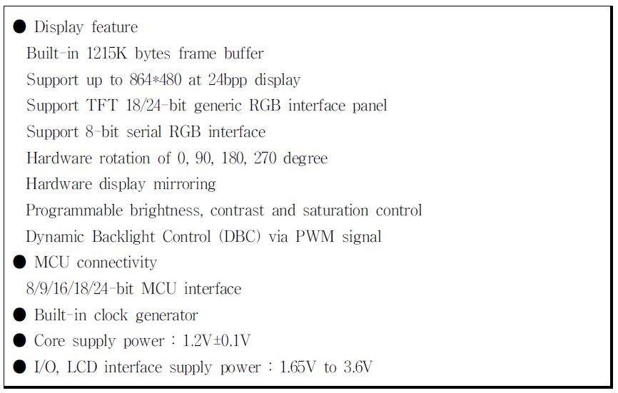 SSD1963 IC(LCD Controller) 주요 특징