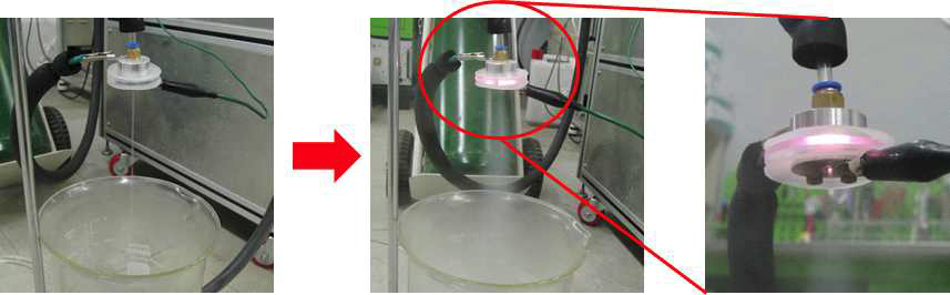 플라즈마를 이용해 액체를 분사하는 실험장치의 모습