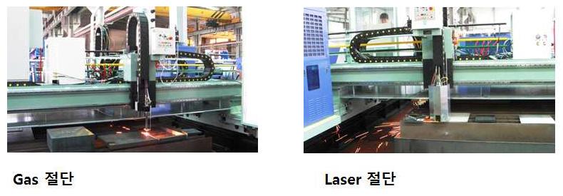 Gas 절단 및 Laser 절단 하이브리드 절단 테스트