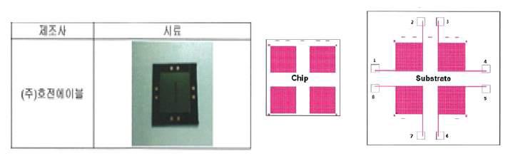 시료 및 chip & substrate 평면도