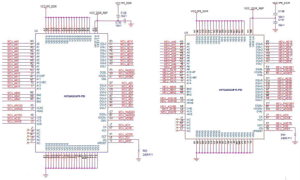 영상 분석 보드의 DDR3 Memory Interface Part 회로도