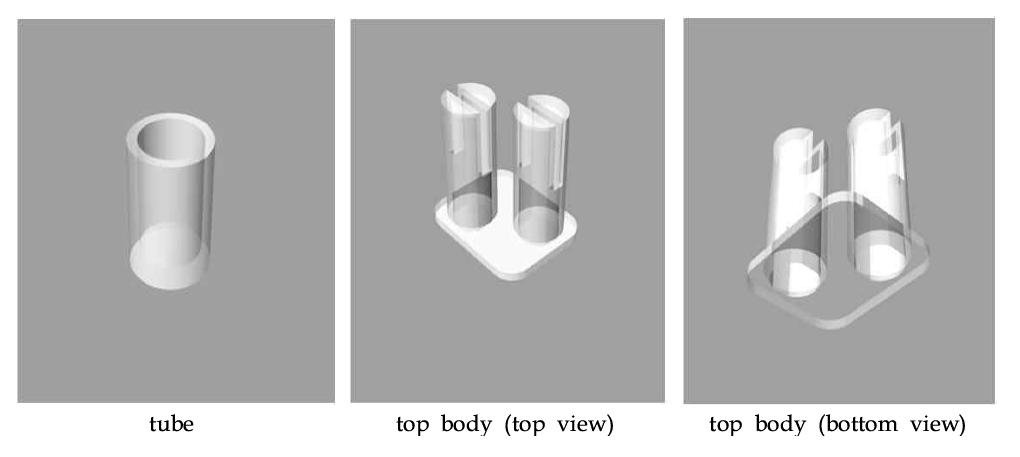 catridge 시제품의 tube와 top body