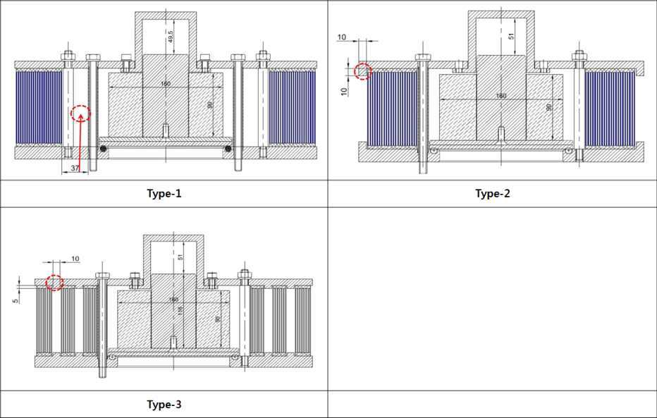 화염 및 비산물을 효과적으로 막기 위한 3가지 Type의 구조 설계