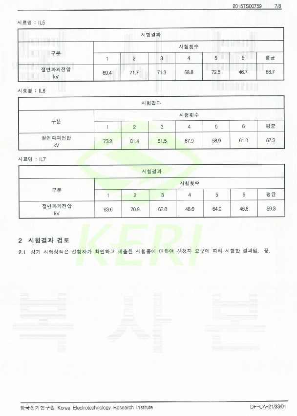 2차 절연테스트 결과 Report