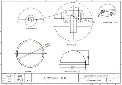 Cover mold detail of 100W wave system.