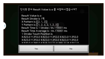 테스트 ‘a’ 문자 입력 결과 화면